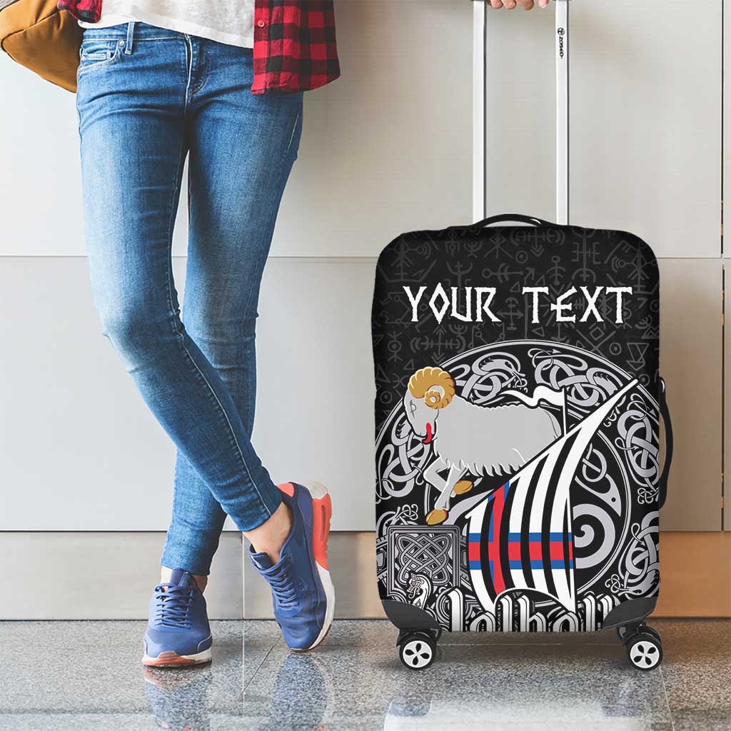 Personalized Viking Faroe Islands Luggage Cover Valhalla Viking Pattern