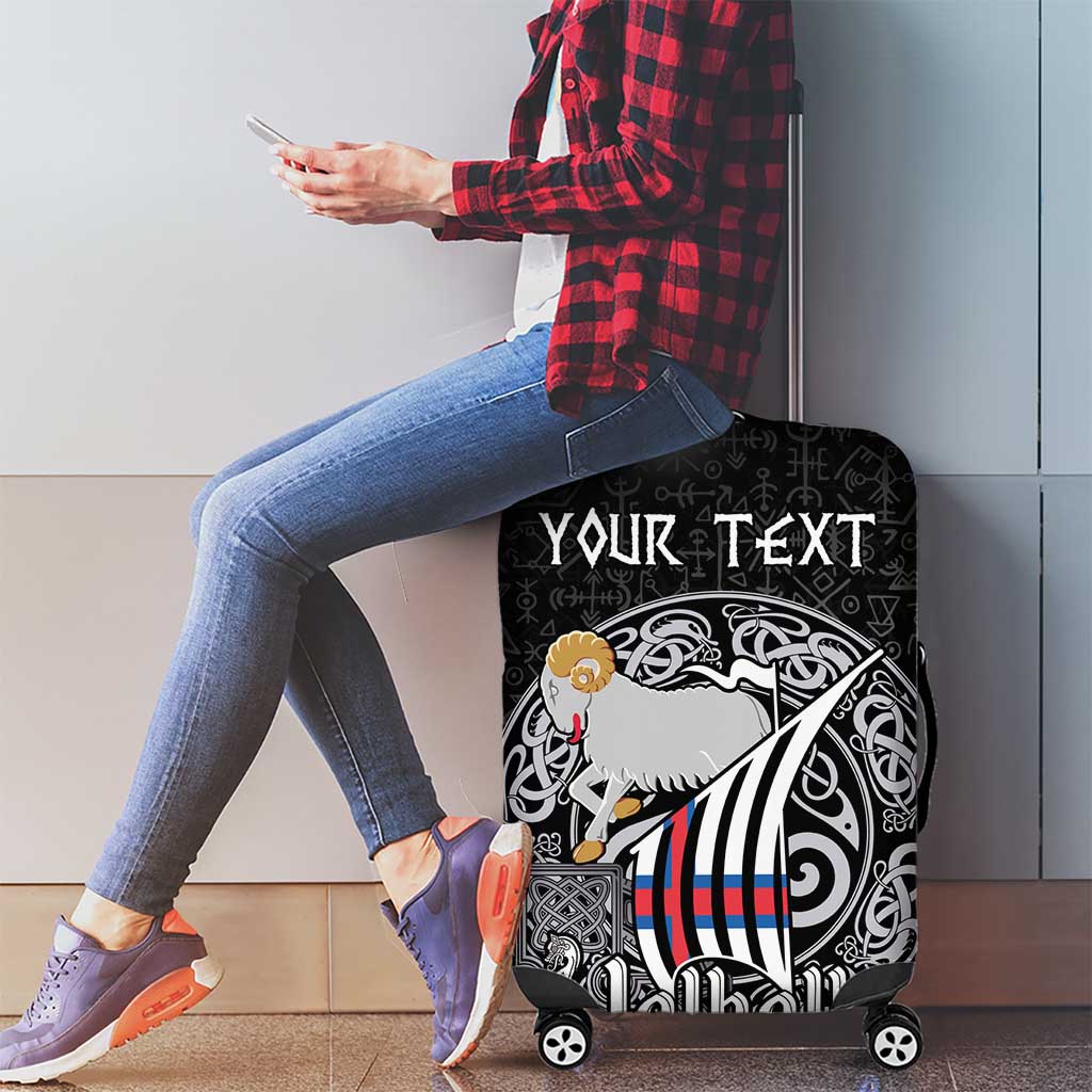 Personalized Viking Faroe Islands Luggage Cover Valhalla Viking Pattern