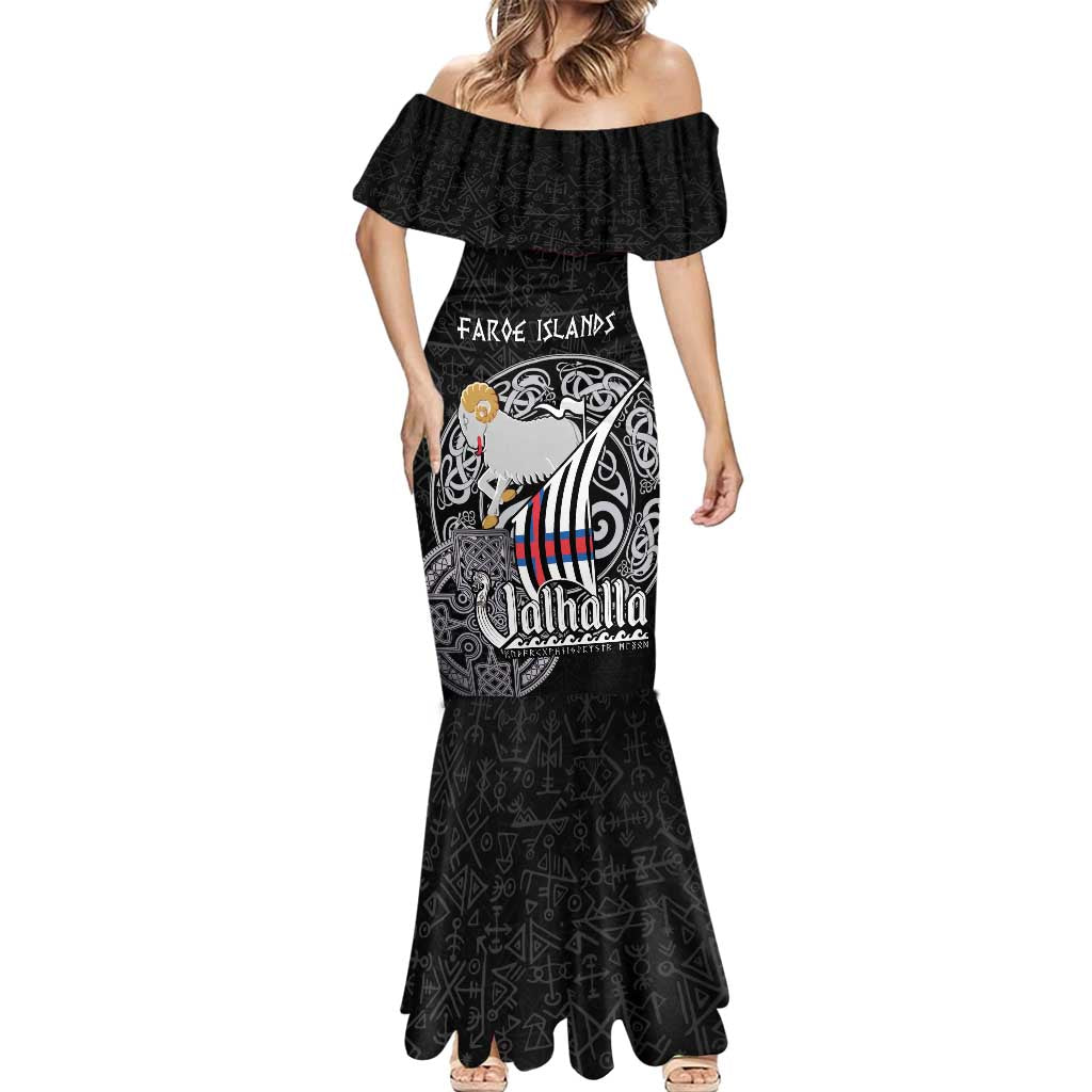 Personalized Viking Faroe Islands Mermaid Dress Valhalla Viking Pattern