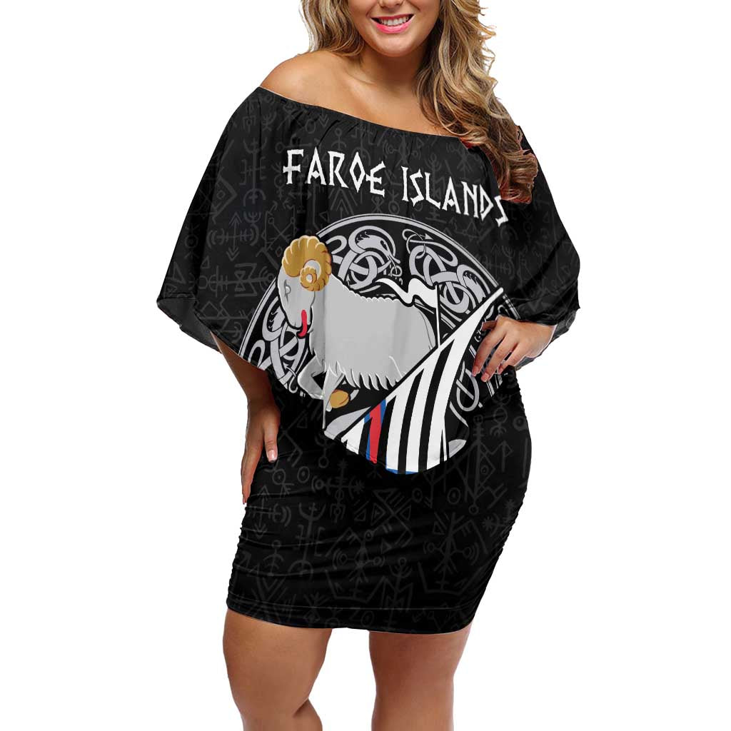 Personalized Viking Faroe Islands Off Shoulder Short Dress Valhalla Viking Pattern