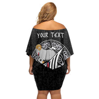 Personalized Viking Faroe Islands Off Shoulder Short Dress Valhalla Viking Pattern