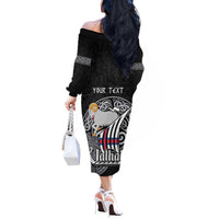 Personalized Viking Faroe Islands Off The Shoulder Long Sleeve Dress Valhalla Viking Pattern