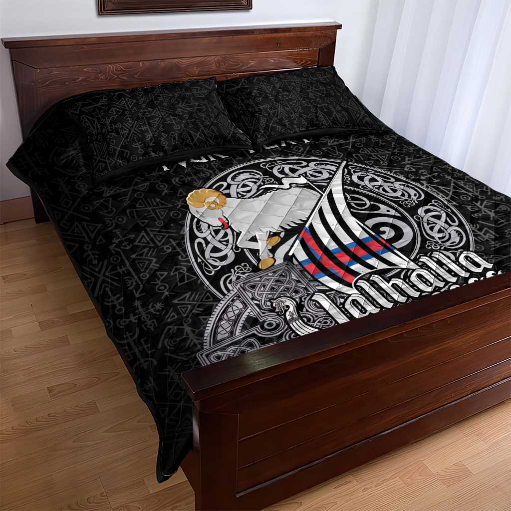Personalized Viking Faroe Islands Quilt Bed Set Valhalla Viking Pattern