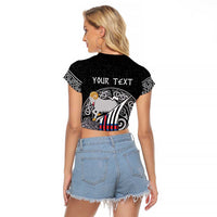 Personalized Viking Faroe Islands Raglan Cropped T Shirt Valhalla Viking Pattern