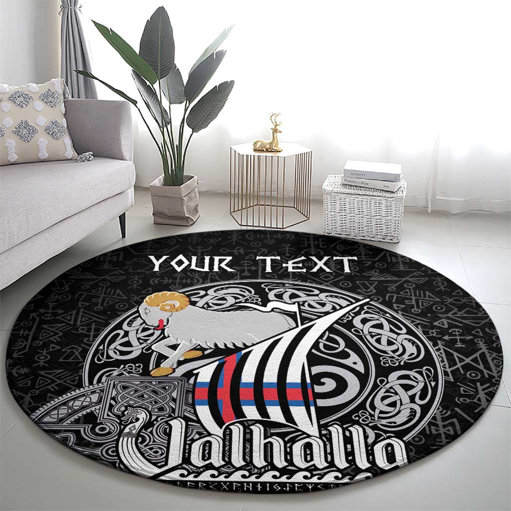 Personalized Viking Faroe Islands Round Carpet Valhalla Viking Pattern