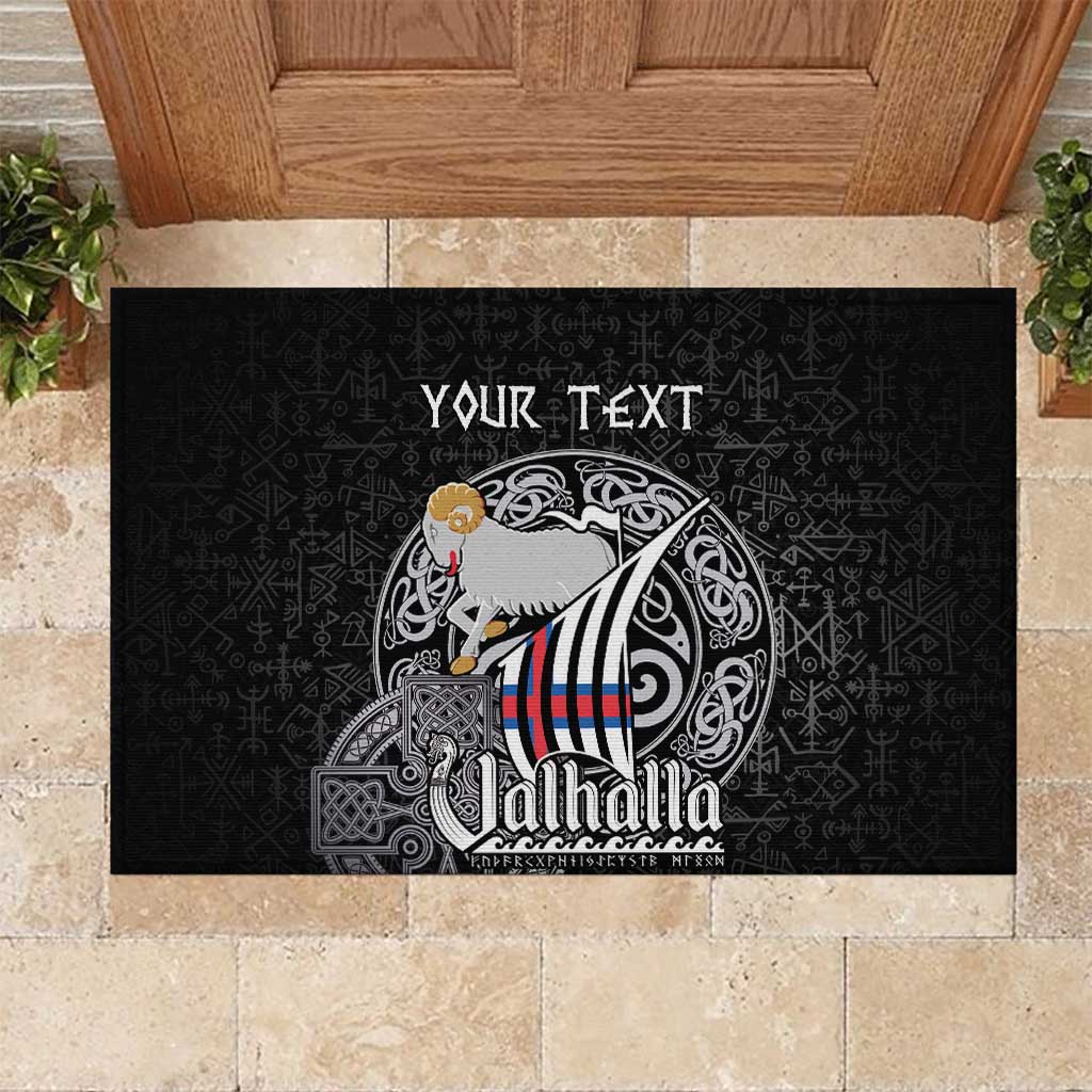 Personalized Viking Faroe Islands Rubber Doormat Valhalla Viking Pattern