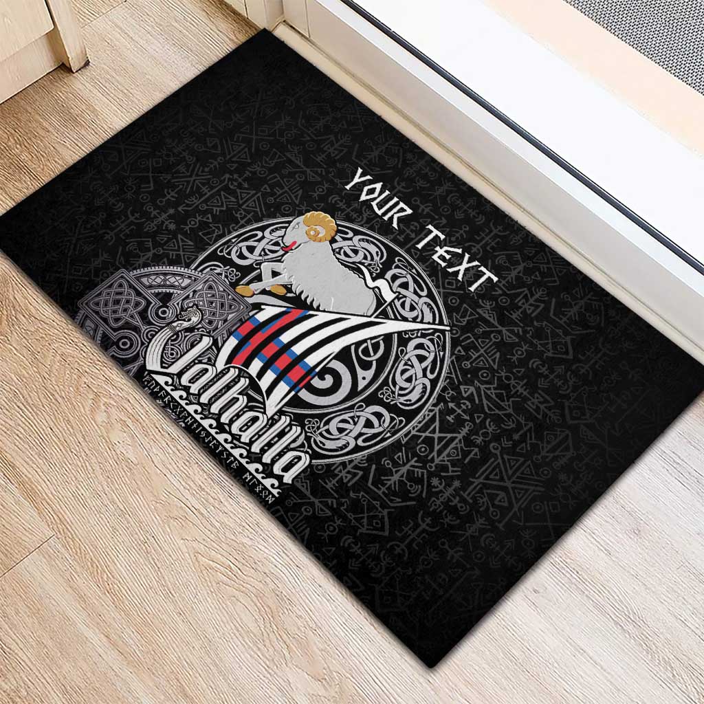 Personalized Viking Faroe Islands Rubber Doormat Valhalla Viking Pattern