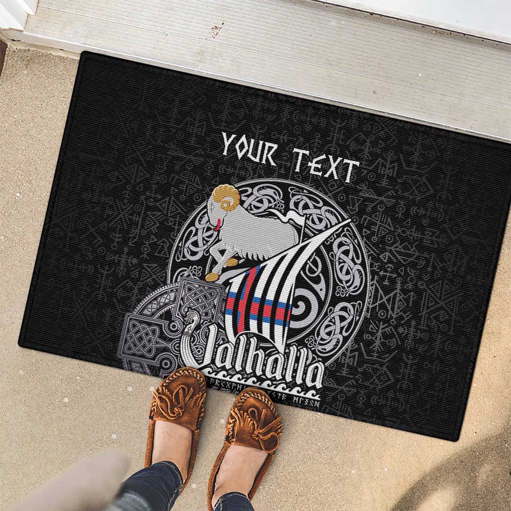 Personalized Viking Faroe Islands Rubber Doormat Valhalla Viking Pattern