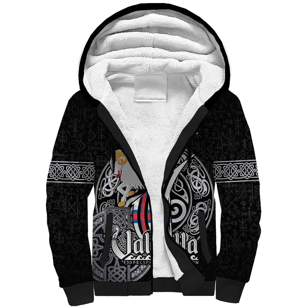 Personalized Viking Faroe Islands Sherpa Hoodie Valhalla Viking Pattern