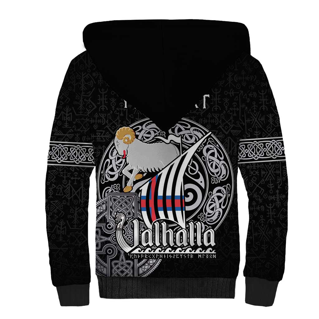 Personalized Viking Faroe Islands Sherpa Hoodie Valhalla Viking Pattern