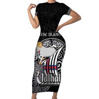 Personalized Viking Faroe Islands Short Sleeve Bodycon Dress Valhalla Viking Pattern