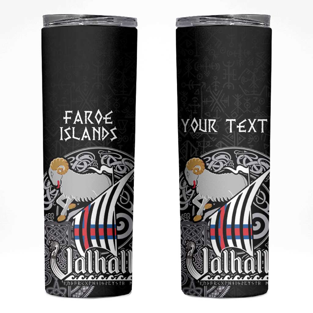 Personalized Viking Faroe Islands Skinny Tumbler Valhalla Viking Pattern