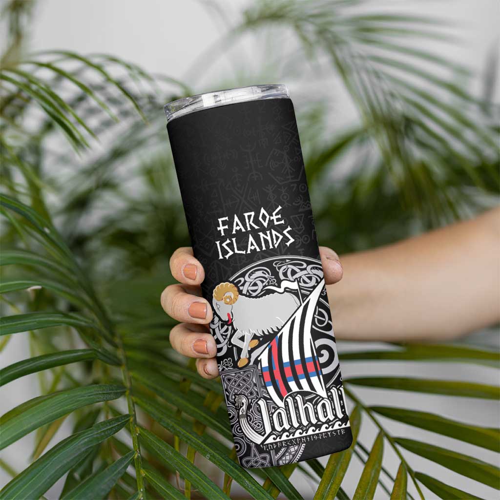 Personalized Viking Faroe Islands Skinny Tumbler Valhalla Viking Pattern
