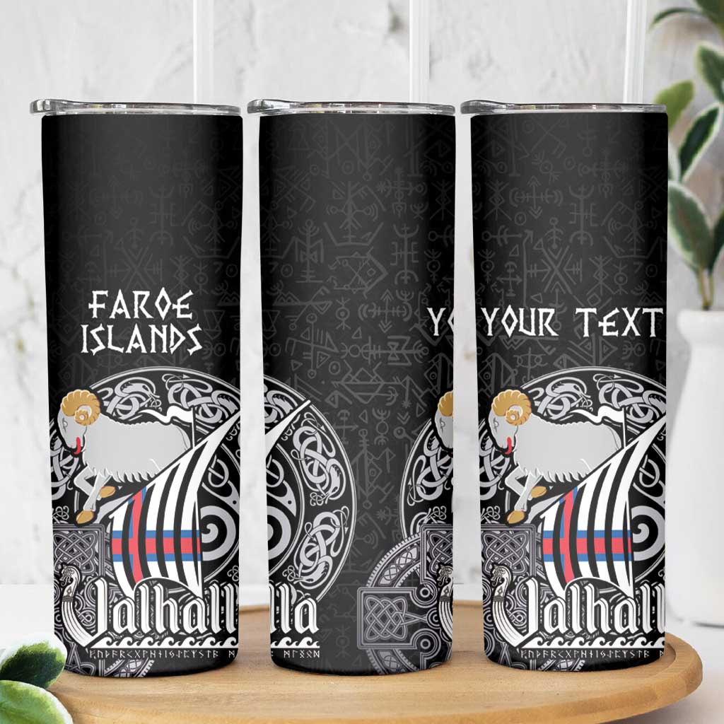 Personalized Viking Faroe Islands Skinny Tumbler Valhalla Viking Pattern