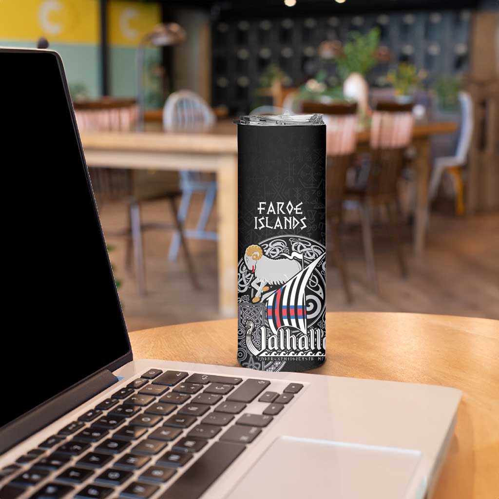 Personalized Viking Faroe Islands Skinny Tumbler Valhalla Viking Pattern