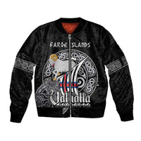 Personalized Viking Faroe Islands Sleeve Zip Bomber Jacket Valhalla Viking Pattern