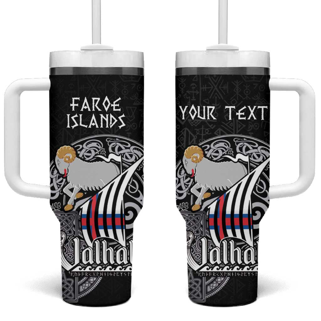 Personalized Viking Faroe Islands Tumbler With Handle Valhalla Viking Pattern