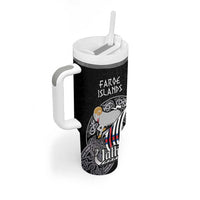Personalized Viking Faroe Islands Tumbler With Handle Valhalla Viking Pattern
