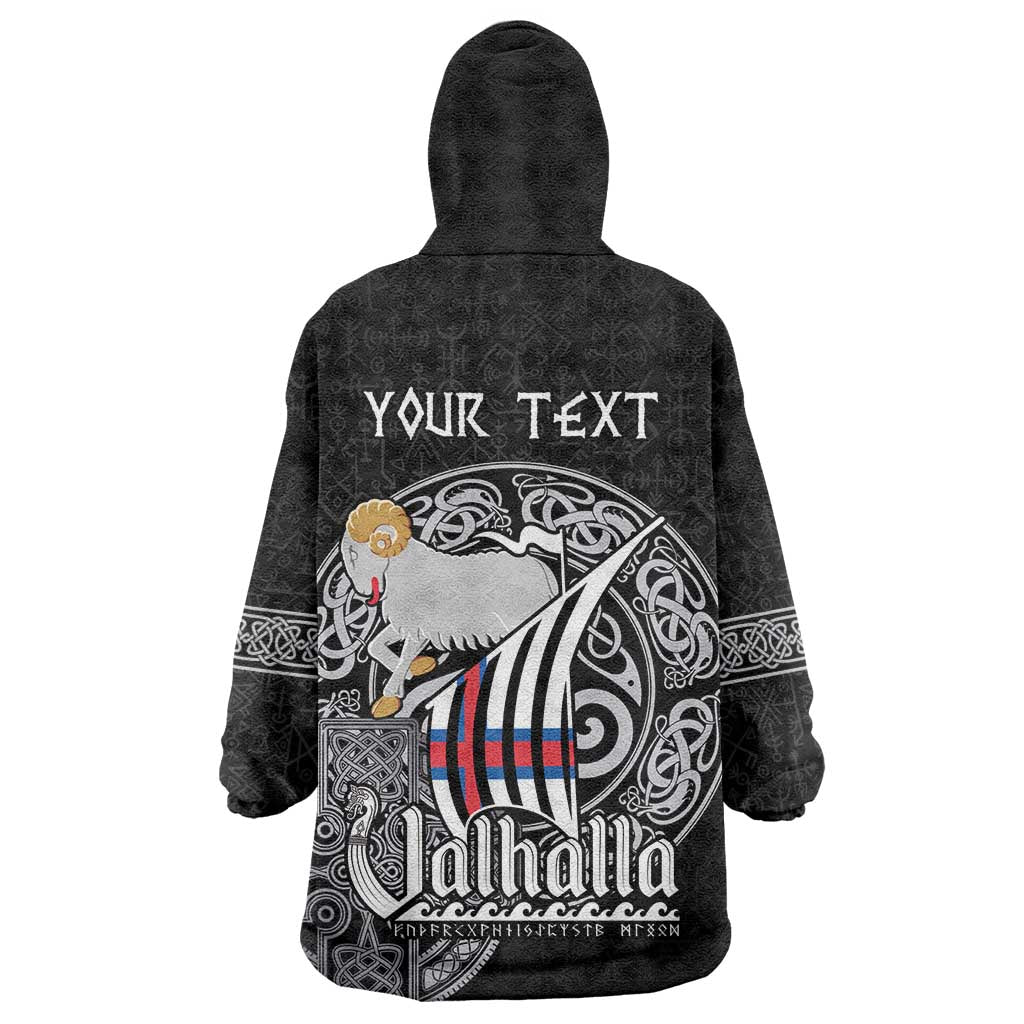 Personalized Viking Faroe Islands Wearable Blanket Hoodie Valhalla Viking Pattern