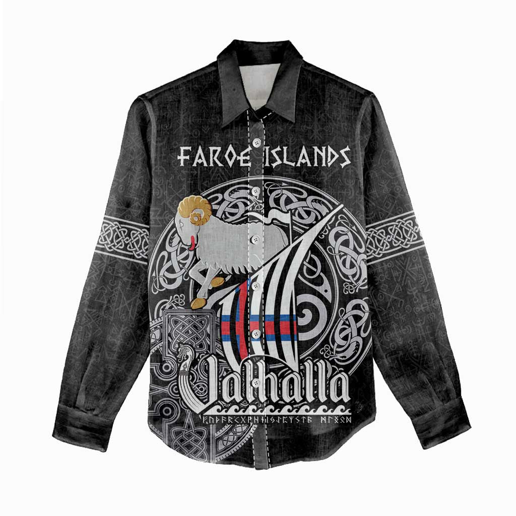 Personalized Viking Faroe Islands Women Casual Shirt Valhalla Viking Pattern