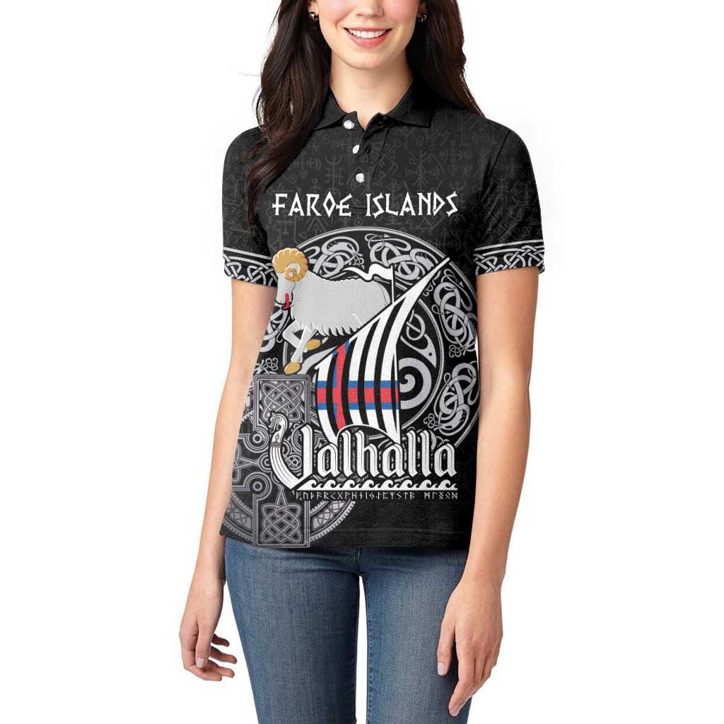 Personalized Viking Faroe Islands Women Polo Shirt Valhalla Viking Pattern