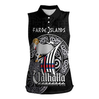 Personalized Viking Faroe Islands Women Sleeveless Polo Shirt Valhalla Viking Pattern