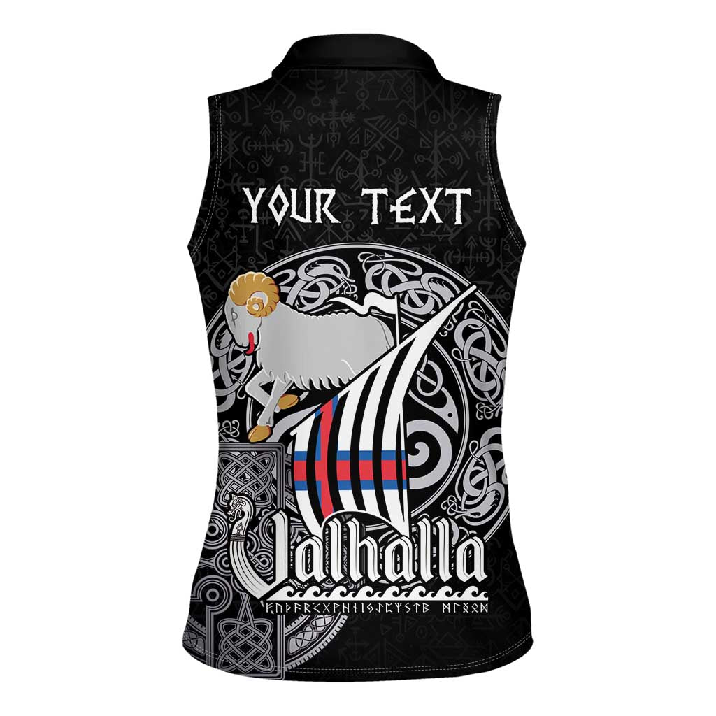 Personalized Viking Faroe Islands Women Sleeveless Polo Shirt Valhalla Viking Pattern