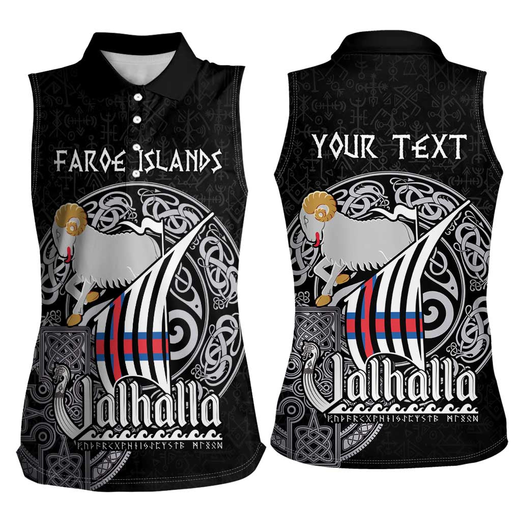 Personalized Viking Faroe Islands Women Sleeveless Polo Shirt Valhalla Viking Pattern