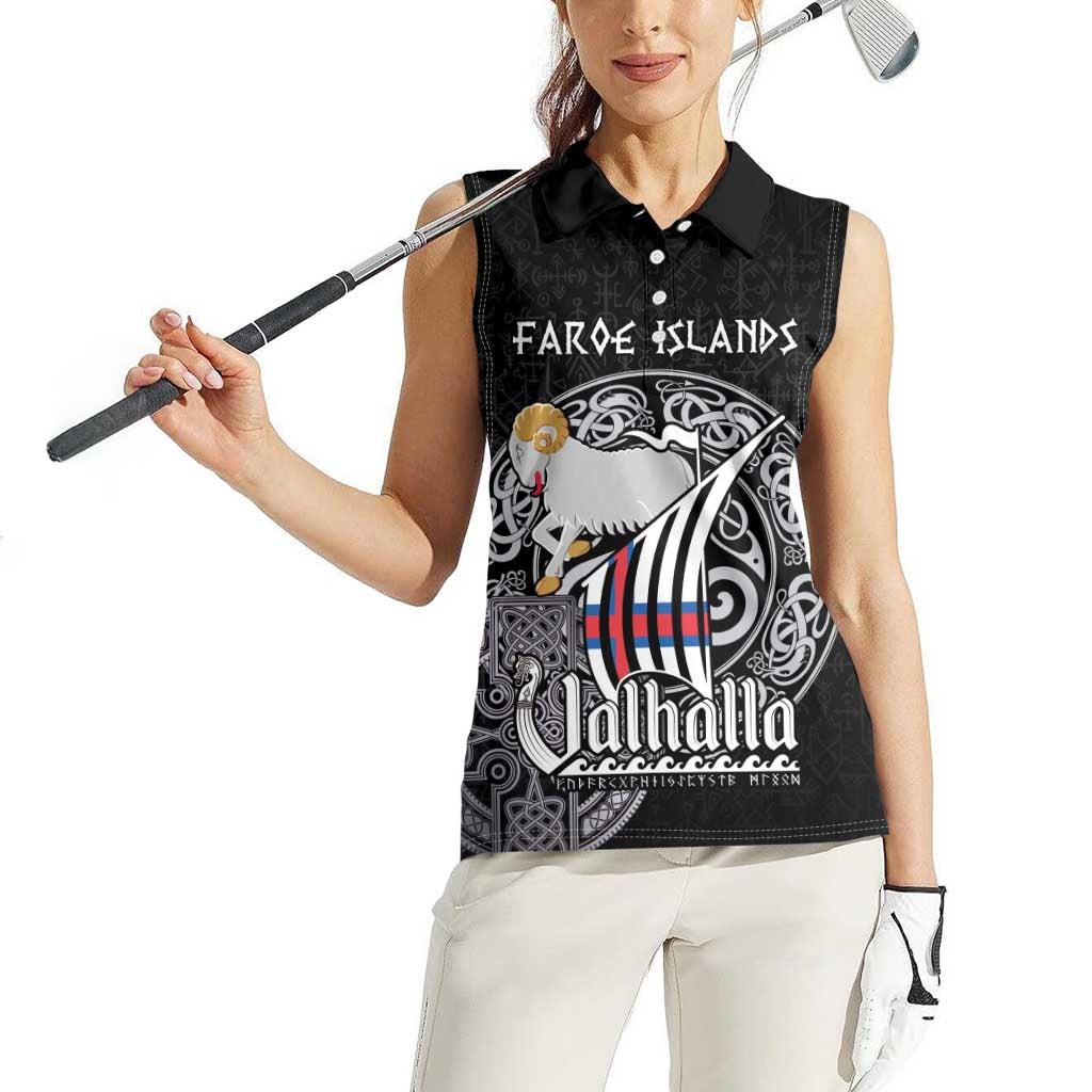 Personalized Viking Faroe Islands Women Sleeveless Polo Shirt Valhalla Viking Pattern