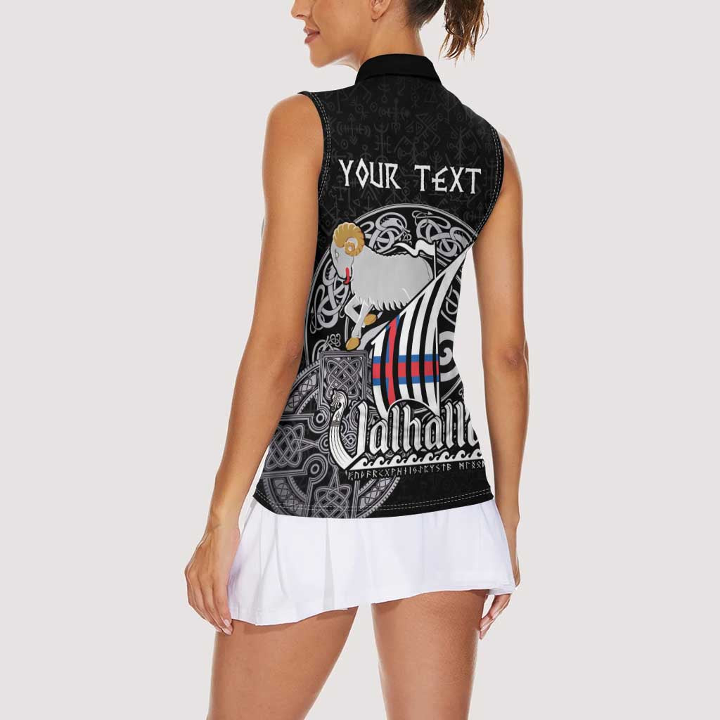 Personalized Viking Faroe Islands Women Sleeveless Polo Shirt Valhalla Viking Pattern