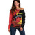 Personalized North Macedonia Republic Day Off Shoulder Sweater Ilinden Monument Red Poppy