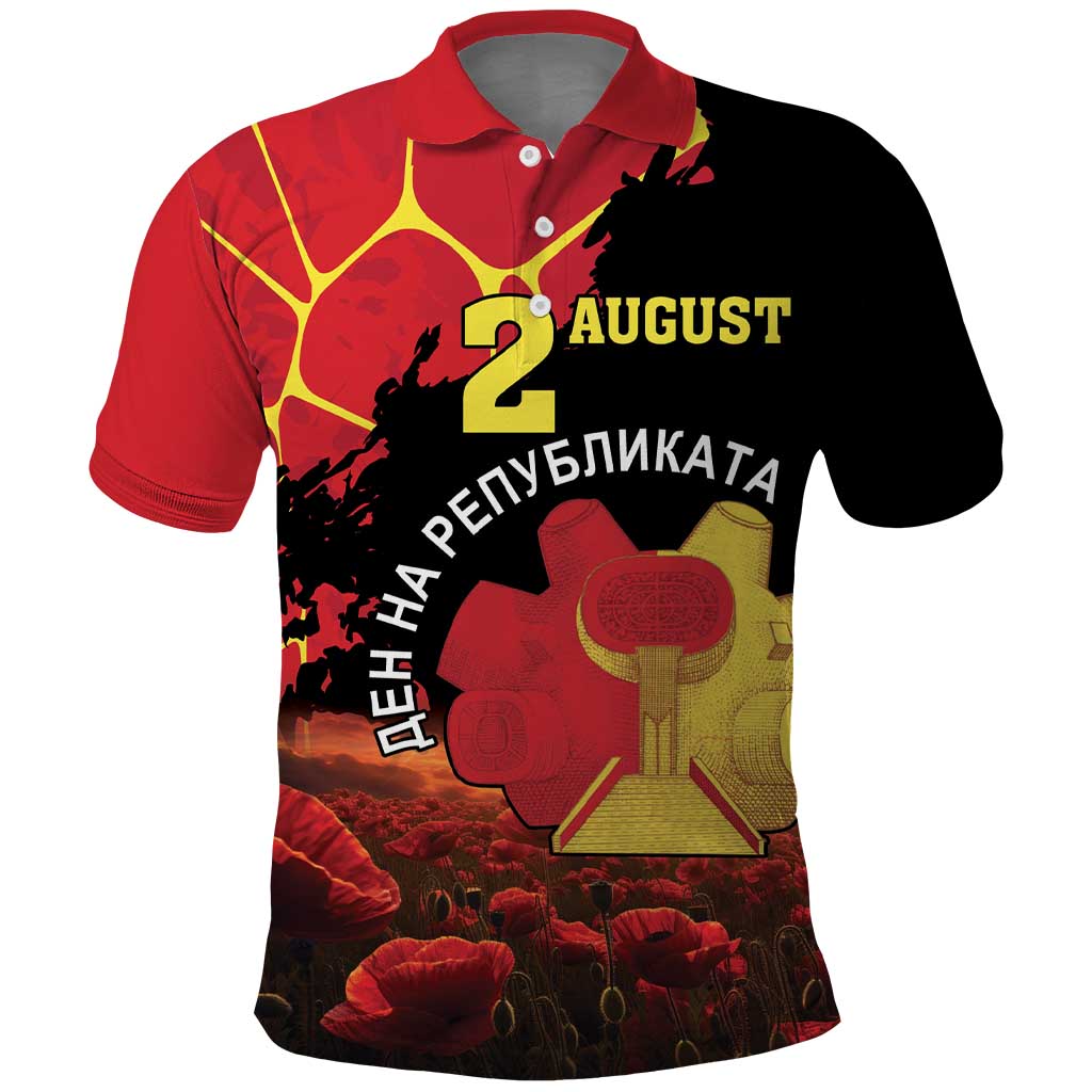 Personalized North Macedonia Republic Day Polo Shirt Ilinden Monument Red Poppy