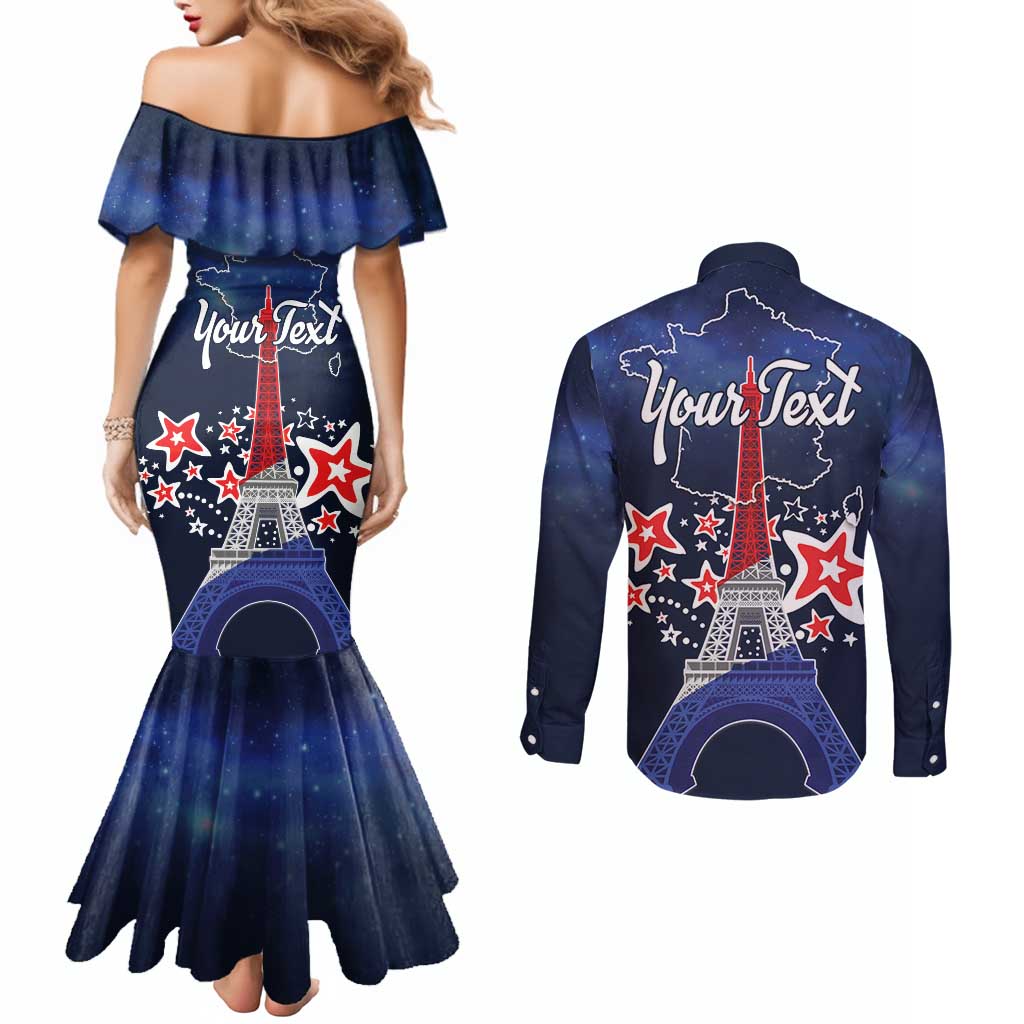 Personalized Happy Bastille Day Couples Matching Mermaid Dress and Long Sleeve Button Shirt Vive la France!