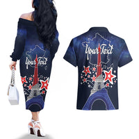 Personalized Happy Bastille Day Couples Matching Off The Shoulder Long Sleeve Dress and Hawaiian Shirt Vive la France!