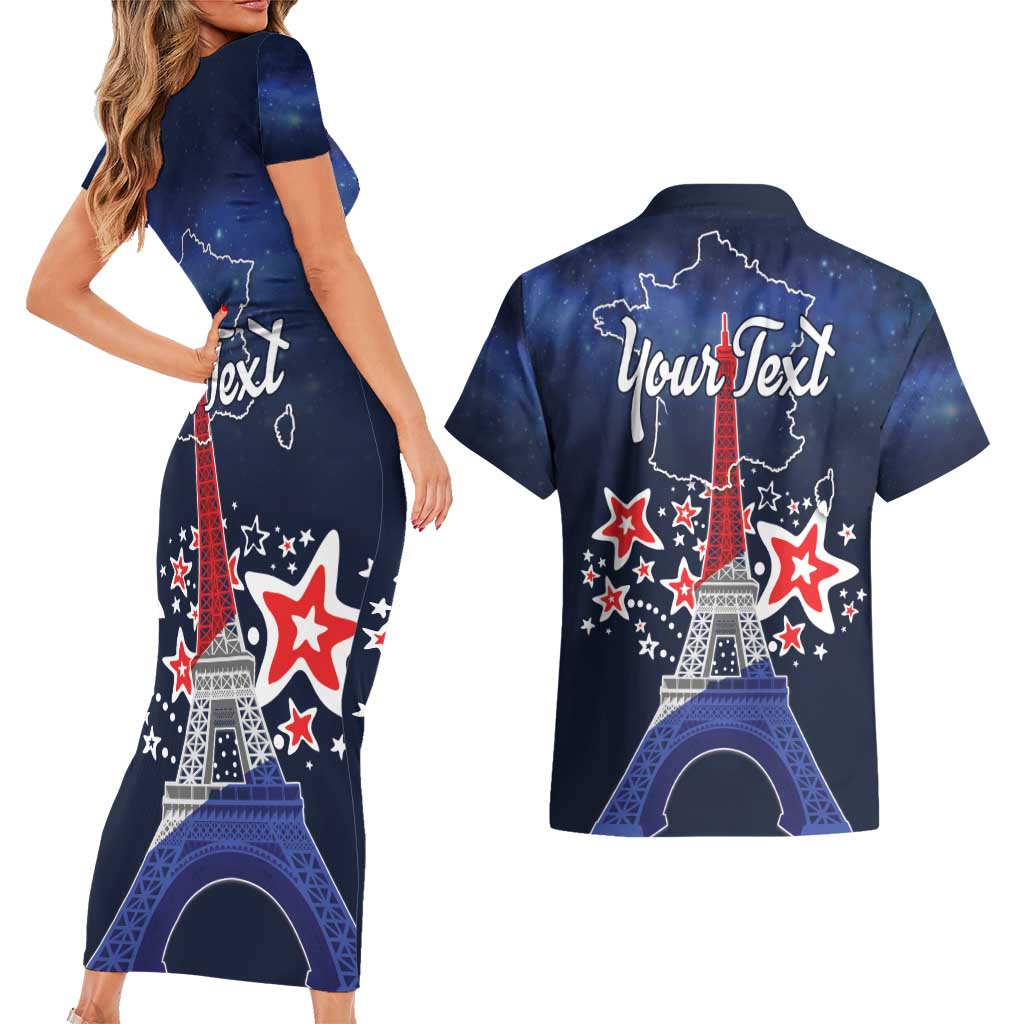 Personalized Happy Bastille Day Couples Matching Short Sleeve Bodycon Dress and Hawaiian Shirt Vive la France!