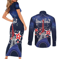 Personalized Happy Bastille Day Couples Matching Short Sleeve Bodycon Dress and Long Sleeve Button Shirt Vive la France!