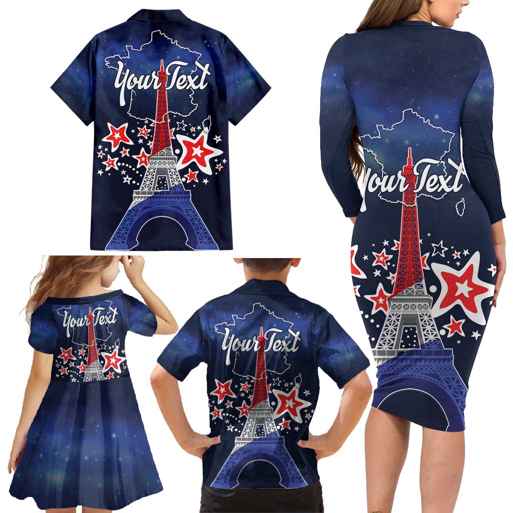 Personalized Happy Bastille Day Family Matching Long Sleeve Bodycon Dress and Hawaiian Shirt Vive la France!