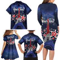 Personalized Happy Bastille Day Family Matching Long Sleeve Bodycon Dress and Hawaiian Shirt Vive la France!