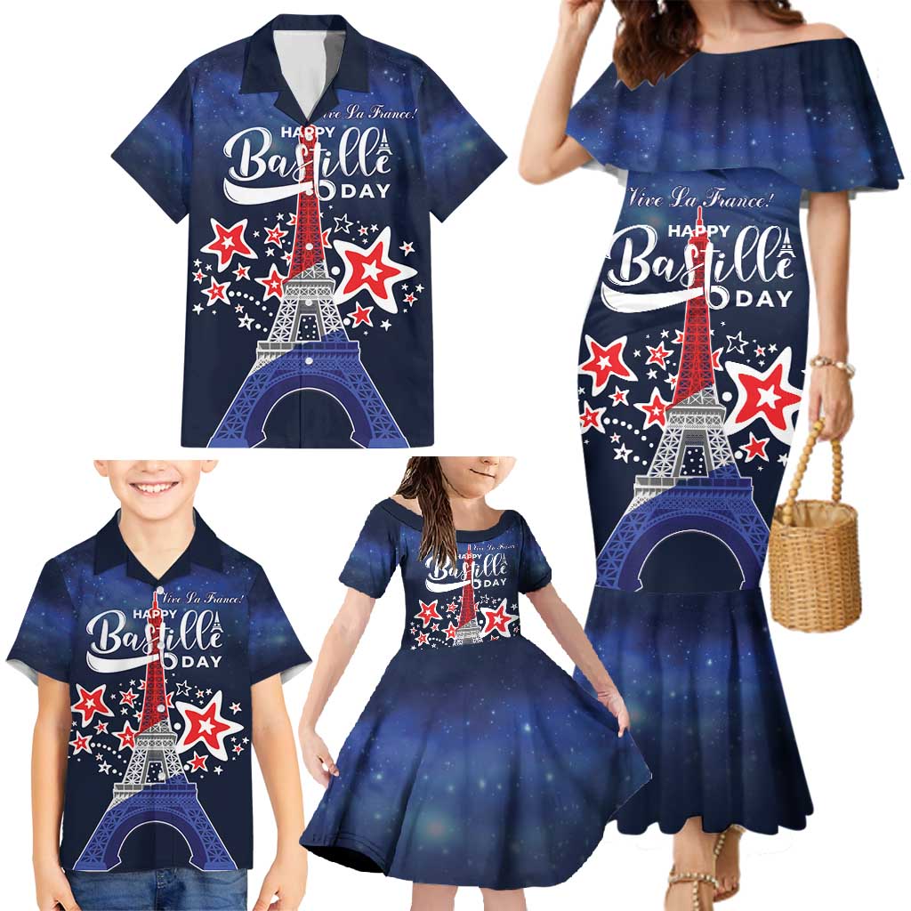Personalized Happy Bastille Day Family Matching Mermaid Dress and Hawaiian Shirt Vive la France!
