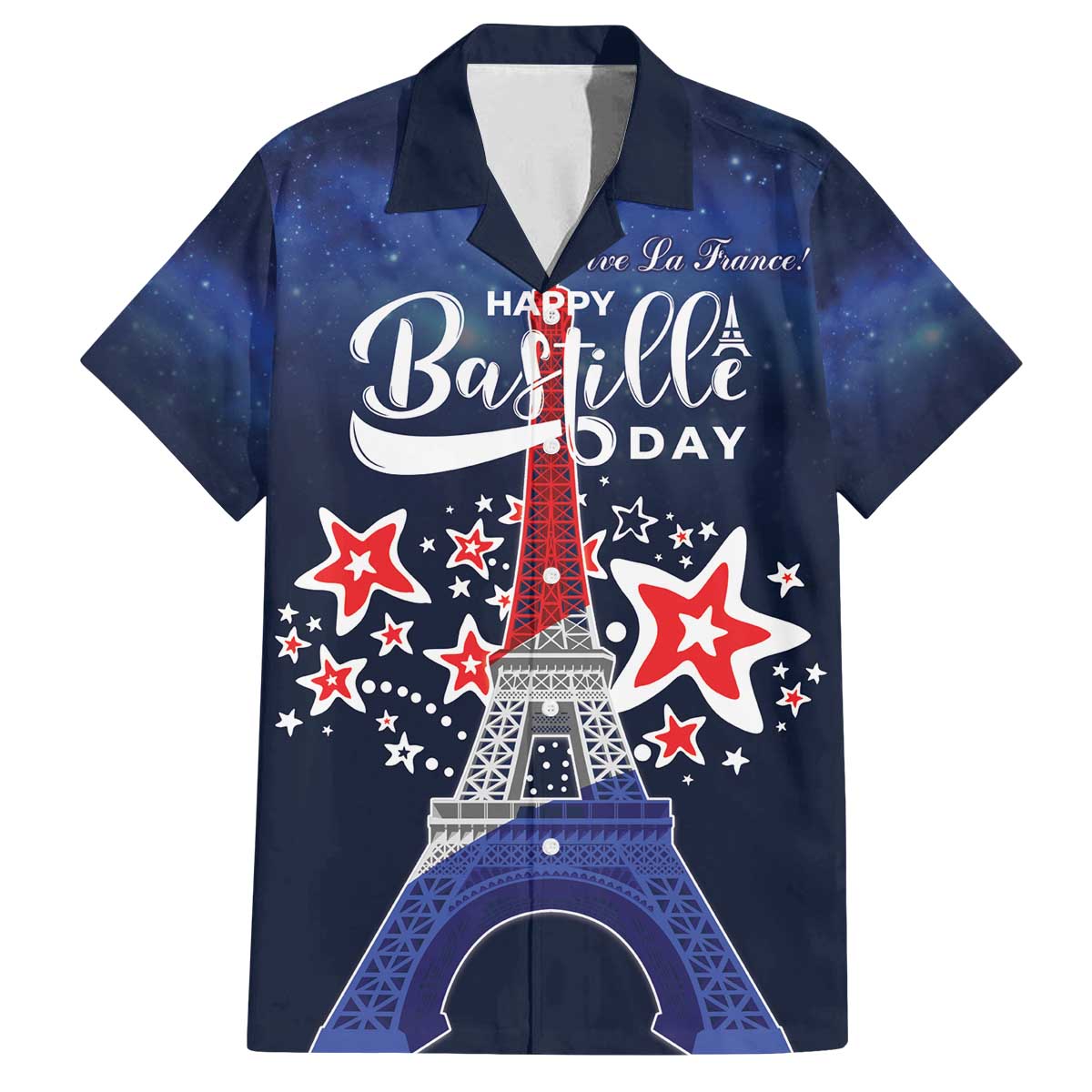 Personalized Happy Bastille Day Family Matching Off The Shoulder Long Sleeve Dress and Hawaiian Shirt Vive la France!