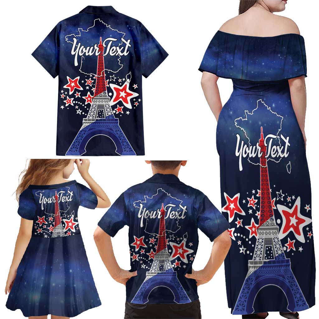 Personalized Happy Bastille Day Family Matching Off Shoulder Maxi Dress and Hawaiian Shirt Vive la France!