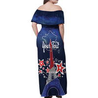 Personalized Happy Bastille Day Family Matching Off Shoulder Maxi Dress and Hawaiian Shirt Vive la France!