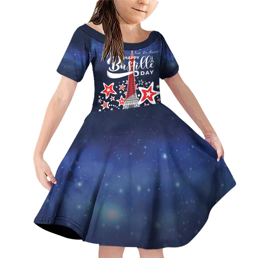 Personalized Happy Bastille Day Family Matching Off Shoulder Short Dress and Hawaiian Shirt Vive la France!