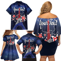 Personalized Happy Bastille Day Family Matching Off Shoulder Short Dress and Hawaiian Shirt Vive la France!