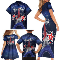 Personalized Happy Bastille Day Family Matching Short Sleeve Bodycon Dress and Hawaiian Shirt Vive la France!