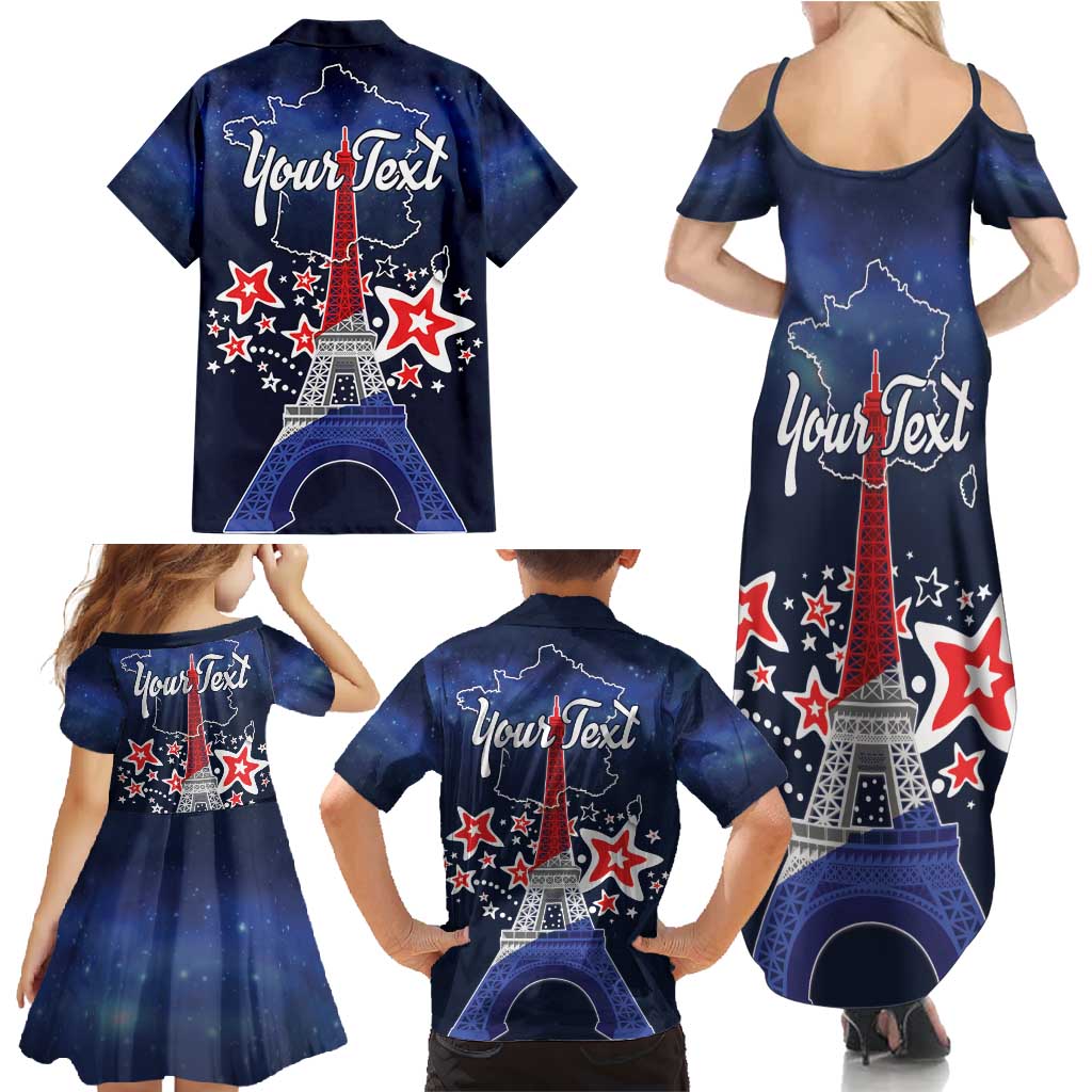 Personalized Happy Bastille Day Family Matching Summer Maxi Dress and Hawaiian Shirt Vive la France!