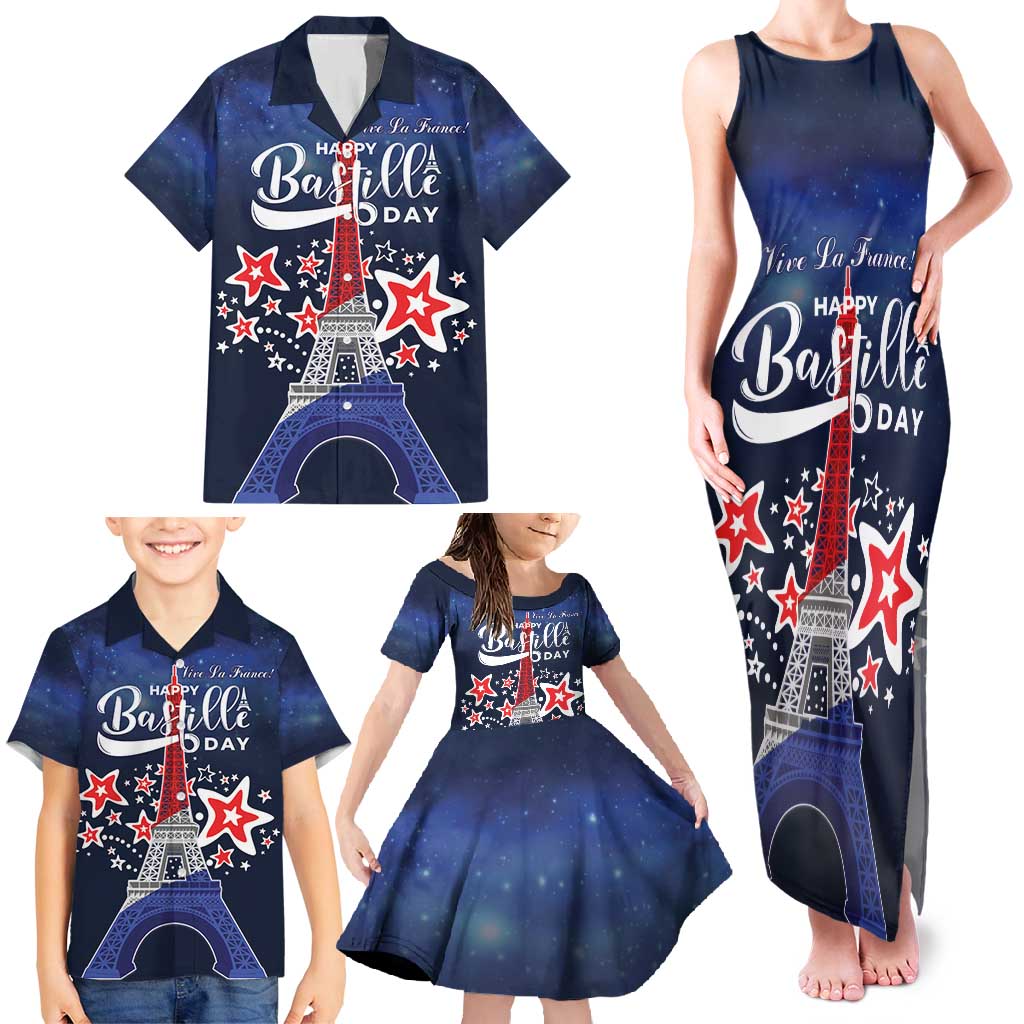 Personalized Happy Bastille Day Family Matching Tank Maxi Dress and Hawaiian Shirt Vive la France!