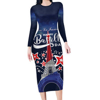 Personalized Happy Bastille Day Long Sleeve Bodycon Dress Vive la France!