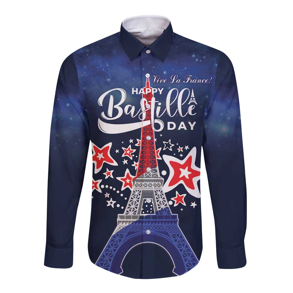 Personalized Happy Bastille Day Long Sleeve Button Shirt Vive la France!
