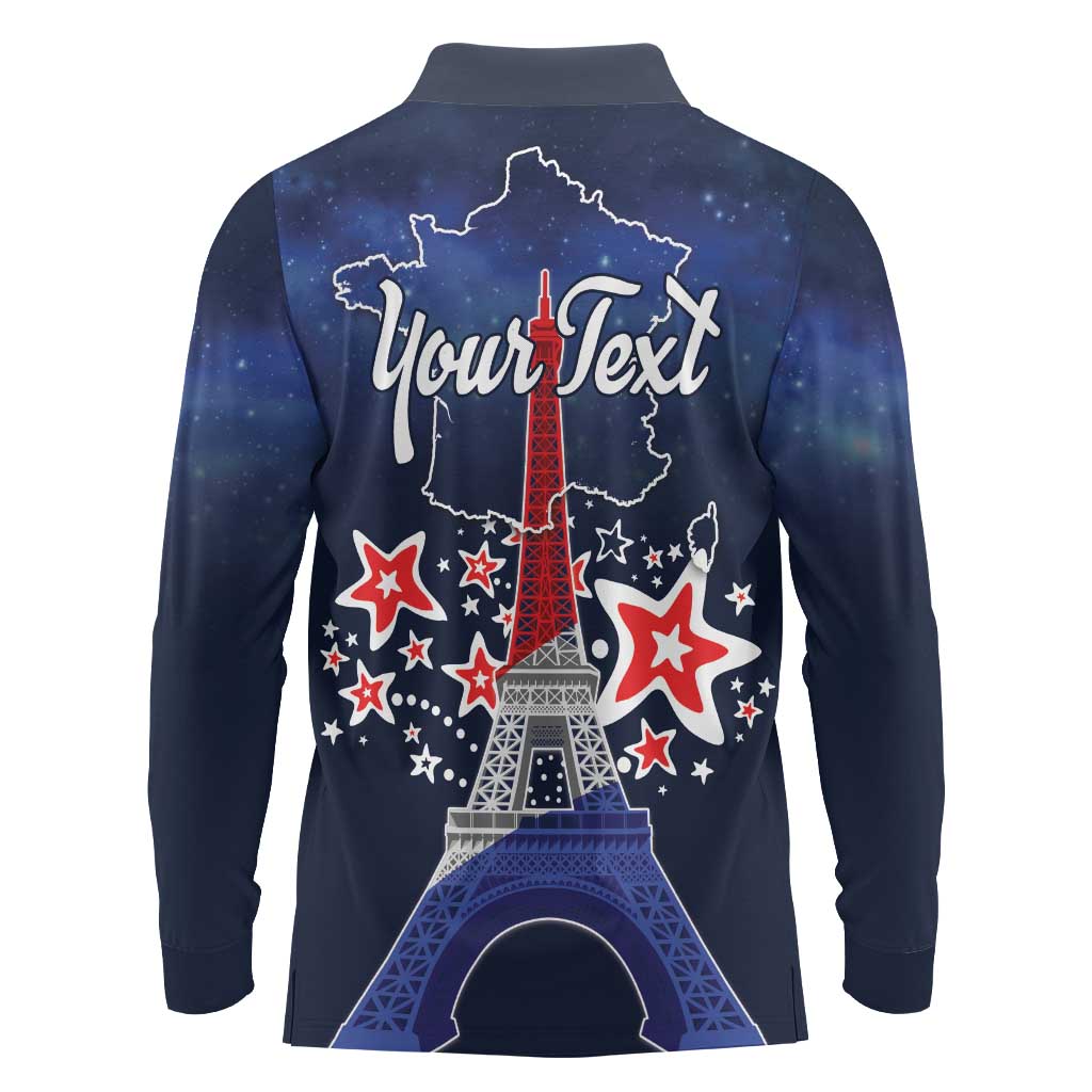 Personalized Happy Bastille Day Long Sleeve Polo Shirt Vive la France!
